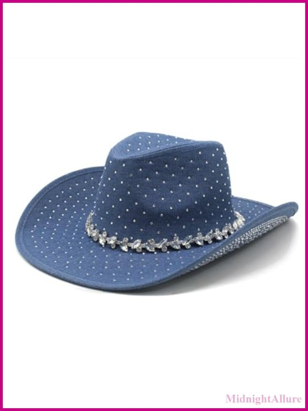 Glitter Rhinestone Felt Cowboy Hat Adjustable Western Party Costume